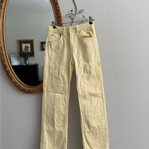 Zara Light Yellow Denim Pants